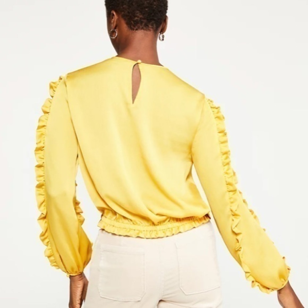 Ann Taylor Ruffle Sleeve Cinched Hem Top - Picture 7 of 7